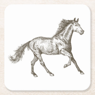 Dessous-de-verre Carré En Papier Western Horse Mariage campagnard équestre russe