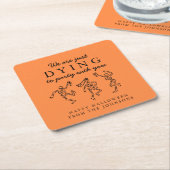 Dessous-de-verre Carré En Papier Whimsical Hand Drawn Skeletons Halloween Party (Incliné)