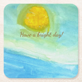 Dessous-de-verre Carré En Papier Whimsical Sun Watercolor "Have a Bright Day"
