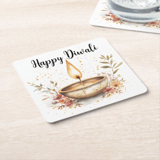 Dessous-de-verre Carré En Papier Whispers of Flame, Diwali (Incliné)