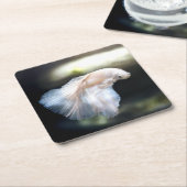 Dessous-de-verre Carré En Papier White siamese Fighting Fish (Incliné)