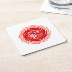 Dessous-de-verre Carré En Papier Wild Wolf Whirling du papier blanc à boire des gri