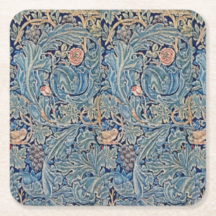 Dessous-de-verre Carré En Papier William Morris Beau motif floral bleu rose