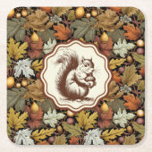 Dessous-de-verre Carré En Papier William Morris part d'automne avec Squirrel Retro (Devant)