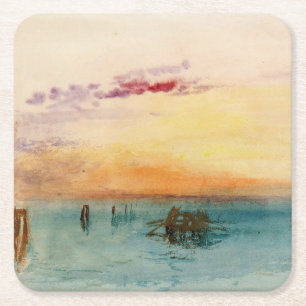 Dessous-de-verre Carré En Papier William Turner - Le lagon près de Venise au couche