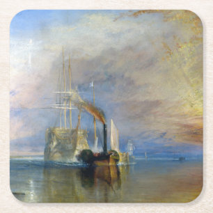 Dessous-de-verre Carré En Papier William Turner - Le Temeraire en remorque