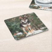 Dessous-de-verre Carré En Papier Wolfdog (Incliné)