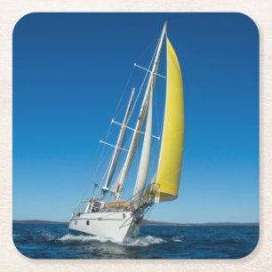 Dessous-de-verre Carré En Papier Yacht naviguant l'Australie du sud de