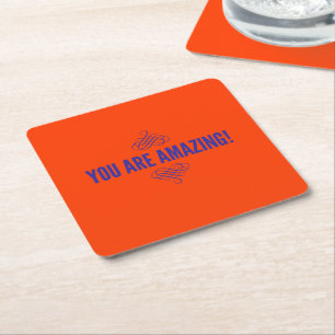 Dessous-de-verre Carré En Papier You are amazing ! Orange et Purple