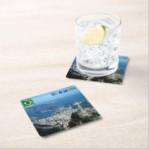 Dessous-de-verre Carré En Papier zBR023 panorama de RIO DE JANEIRO, Brésil,