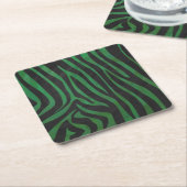 Dessous-de-verre Carré En Papier Zebra Black et Green Print (Incliné)