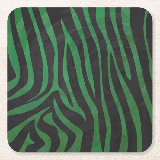 Dessous-de-verre Carré En Papier Zebra Black et Green Print (Devant)