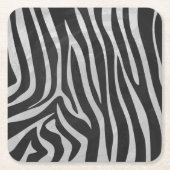 Dessous-de-verre Carré En Papier Zebra noir et gris clair (Devant)