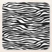 Dessous-de-verre Carré En Papier Zebra Print, Zebra Stripes, Noir Et Blanc (Devant)