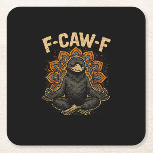 Dessous-de-verre Carré En Papier Zen F-Caw-F Corbeau Yoga Corbeau F-Caw-F Zen Drôle