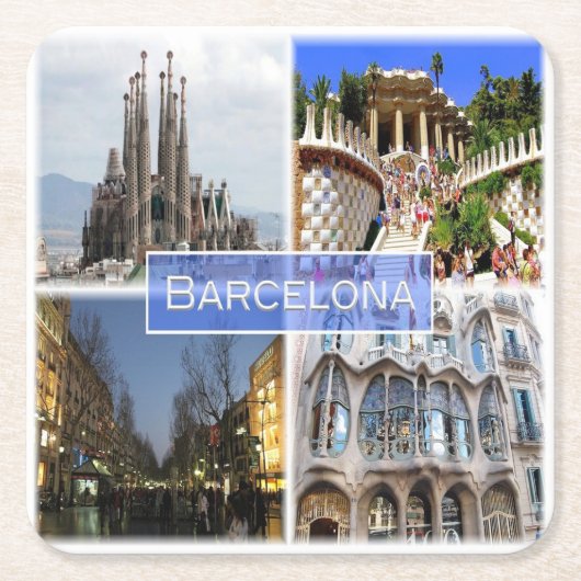 Dessous-de-verre Carré En Papier zES010 BARCELONE, Espagne, Europe, (Devant)