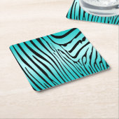 Dessous-de-verre Carré En Papier Zesty Zebra Cyan (Incliné)
