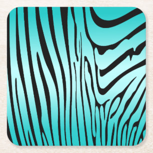 Dessous-de-verre Carré En Papier Zesty Zebra Cyan