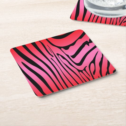 Dessous-de-verre Carré En Papier Zesty Zebra Red (Incliné)