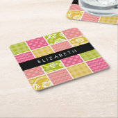 Dessous-de-verre Carré En Papier Zigzag, Chevron, Pois, En vichy, Votre Nom (Incliné)