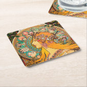 Dessous-de-verre Carré En Papier Zodiac, Mucha (Incliné)