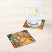 Dessous-de-verre Carré En Papier Zodiac, Mucha (En situation)