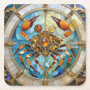 Dessous-de-verre Carré En Papier Zodiaque - Cancer Le Crabe