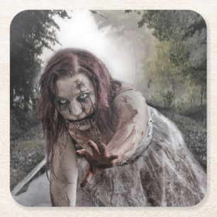 Dessous-de-verre Carré En Papier Zombie sur les traces