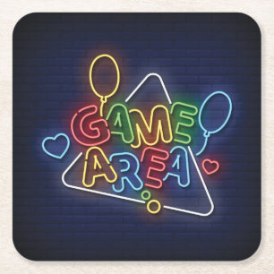 Dessous-de-verre Carré En Papier Zone de jeu de signaux en néon simulé très Cool et