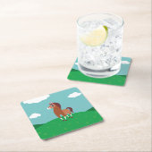 Dessous-de-verre Carré En Papier Zora le cheval (En situation)