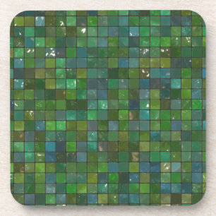 Dessous-de-verre Carreaux de verre émeraude vert brillant Arrière -