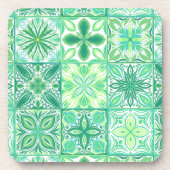 Dessous-de-verre Carreaux décorés en vert et blanc (Devant)