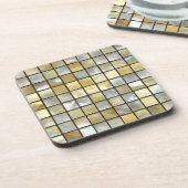 Dessous-de-verre Carreaux or et perle (Côté gauche)