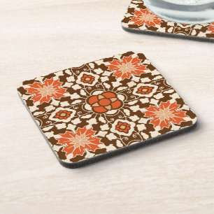 Dessous-de-verre Carrelage Floral marocain, Brown, Rust et Beige