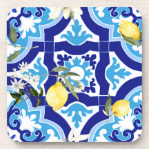 Carrelage méditerranéen, carrelage bleu, citron,