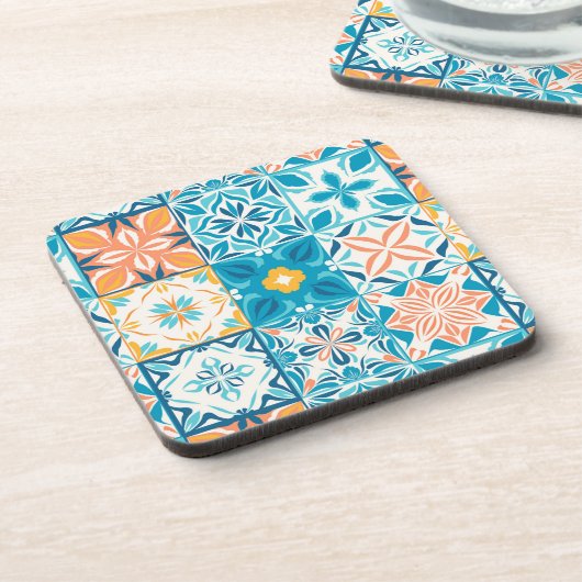 Dessous-de-verre Carrelage orange et bleu (Côté gauche)