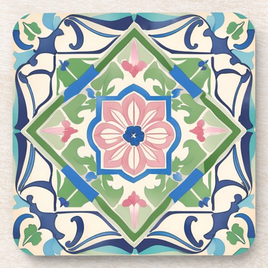 Dessous-de-verre Carrelage rose et bleu (Devant)