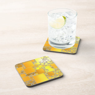 Dessous de verre carrés jaunes et orange