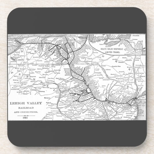 Dessous-de-verre Carte 1903 de chemin de fer de vallée de Lehigh (Devant)