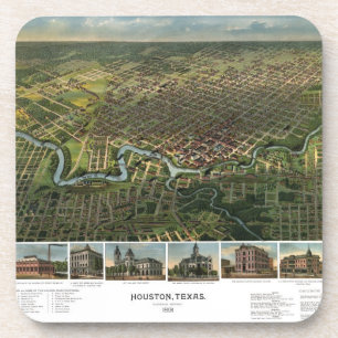 Dessous-de-verre Carte ancienne de Houston, Texas avec la rivière B