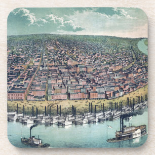 Dessous-de-verre Carte Ancienne Saint-Louis Missouri Fleuve Mississ