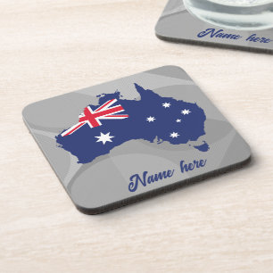 DESSOUS-DE-VERRE CARTE AUSTRALIENNE ET DRAPEAU BLEU