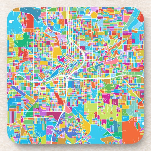 Dessous-de-verre Carte colorée d'Atlanta (Devant)