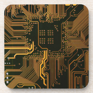 Dessous-de-verre Carte cool de circuit informatique Orange