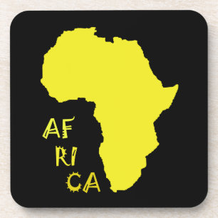 Dessous-de-verre Carte d'Afrique jaune funky