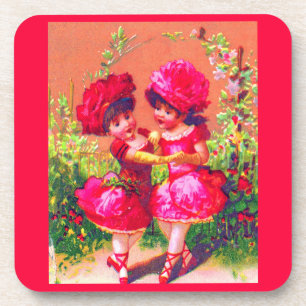 Dessous-de-verre Carte de commerce victorienne petits danseurs en r
