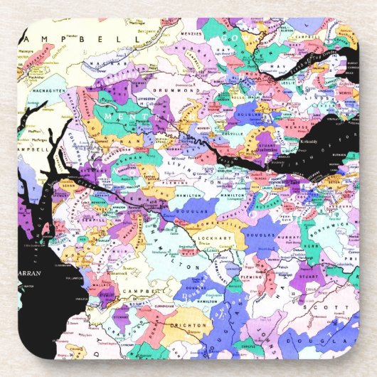 Dessous-de-verre Carte de l'Écosse Clans écossais (Devant)