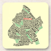 Dessous-de-verre Carte de typographie de Brooklyn NYC (Devant)
