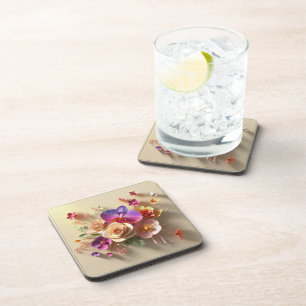 Dessous-de-verre Carte de voeux 3D Spring Blossoms - Roses dynamiqu