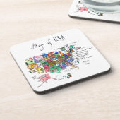 Dessous-de-verre Carte des attractions des Etats-Unis d'Amérique (Côté gauche)